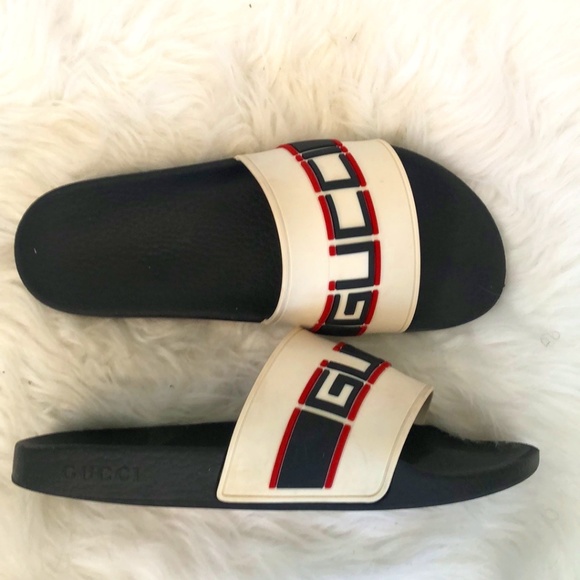 Gucci Authentic Striped Rubber Slides Size 6 Made in Italy - Picture 1 of 11